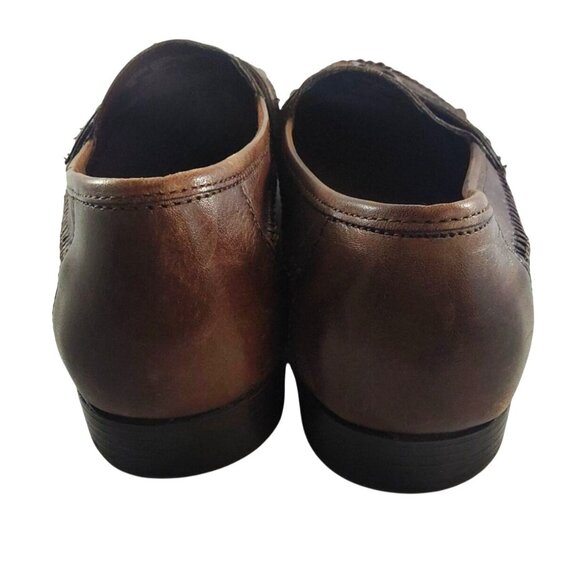 Giorgio Brutini Men's 10 Austin Woven Brown Leather Dress Loafers With Tassels - Picture 7 of 11